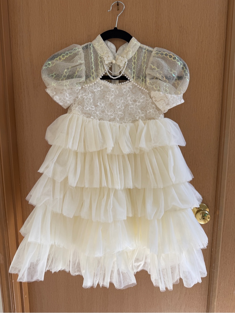 Girl Ivory Tiered Tulle Lace Party Dress 8Y